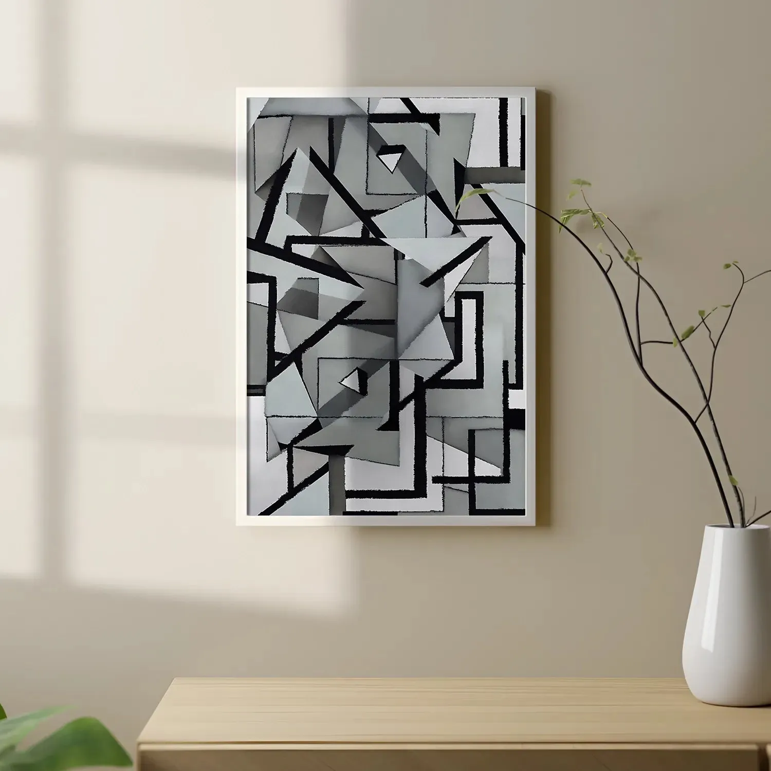 Irregular Triangles & Lines Grey Shade