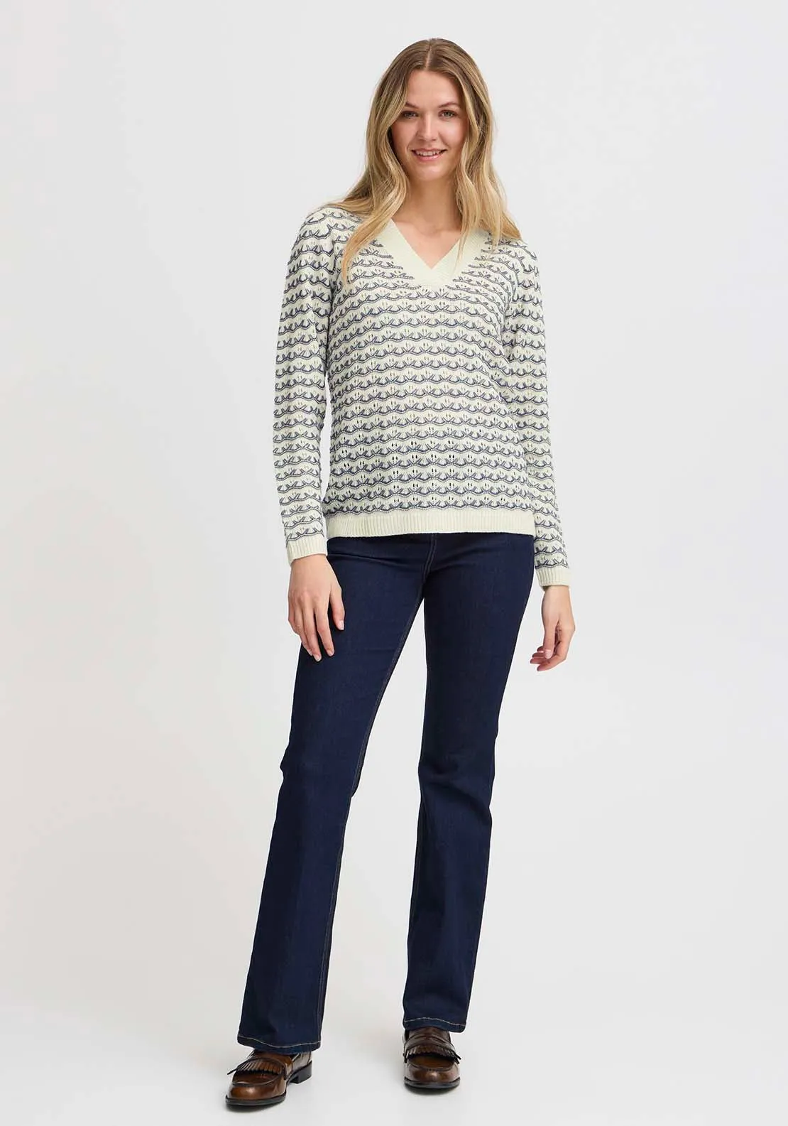 Long Sleeve Knit Pullover - Vintage Indigo Mix