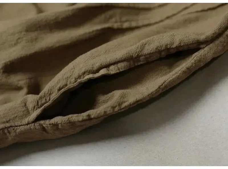 Loose Fit Maxi Dress Elegant Linen Dress with Long Sleeves