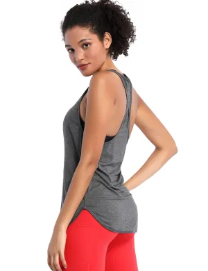Loose Fit Racerback Tank Top heathercharcoal_Pilates