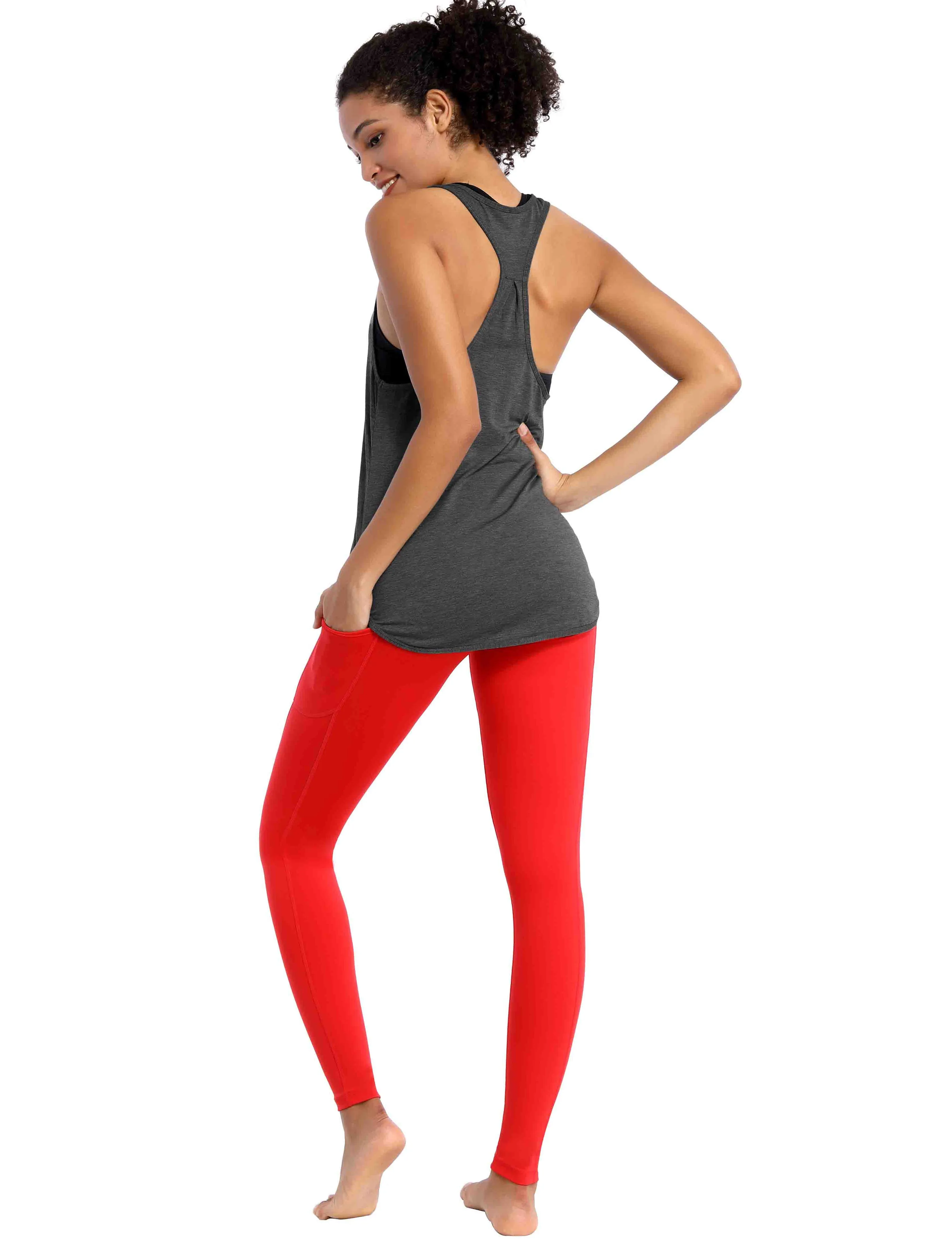 Loose Fit Racerback Tank Top heathercharcoal_Pilates