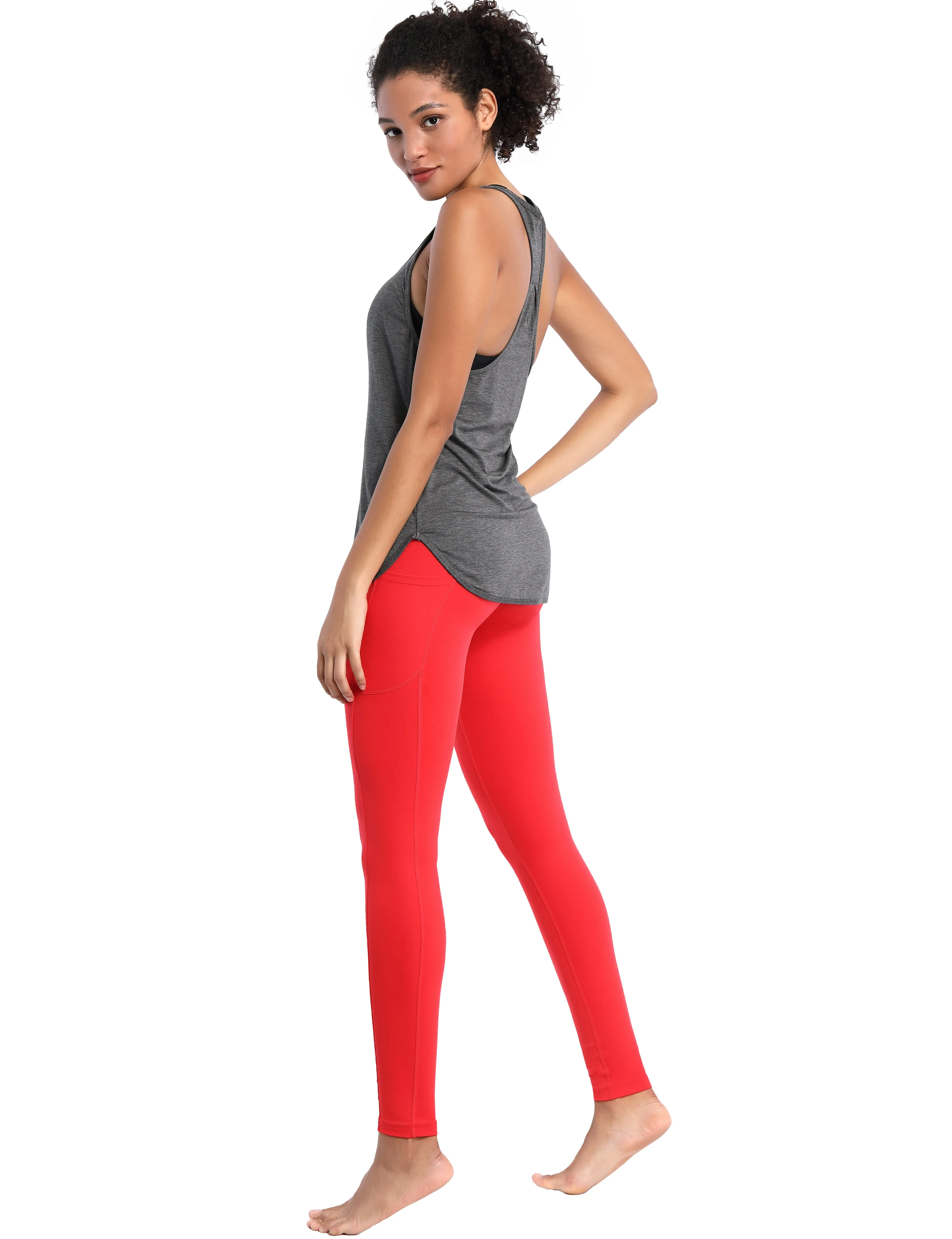 Loose Fit Racerback Tank Top heathercharcoal_Pilates