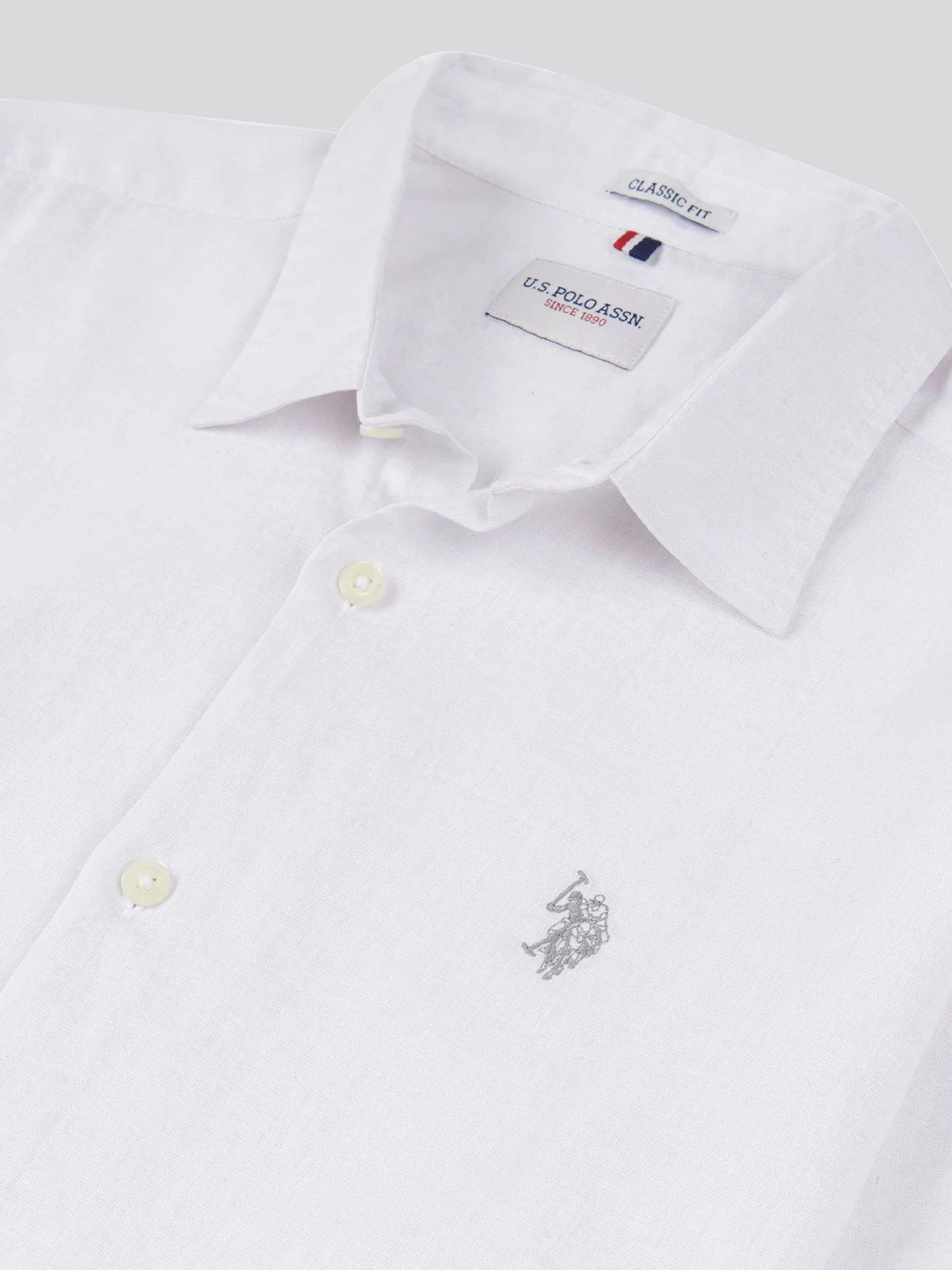 Mens Linen Blend Shirt in White / Harbour Mist DHM