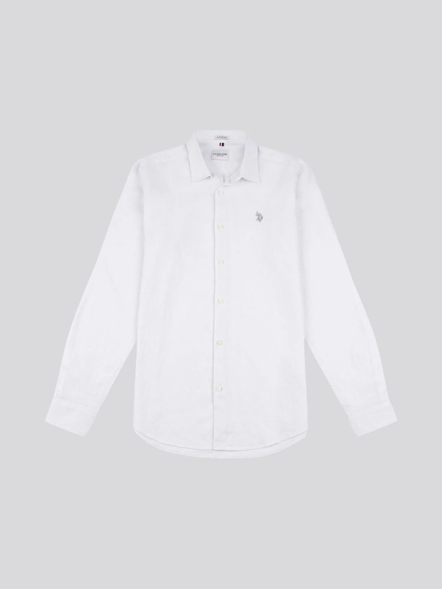 Mens Linen Blend Shirt in White / Harbour Mist DHM