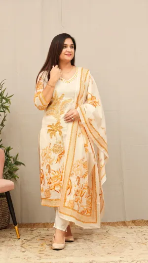 MulCotton Zari Embroidered Pant set