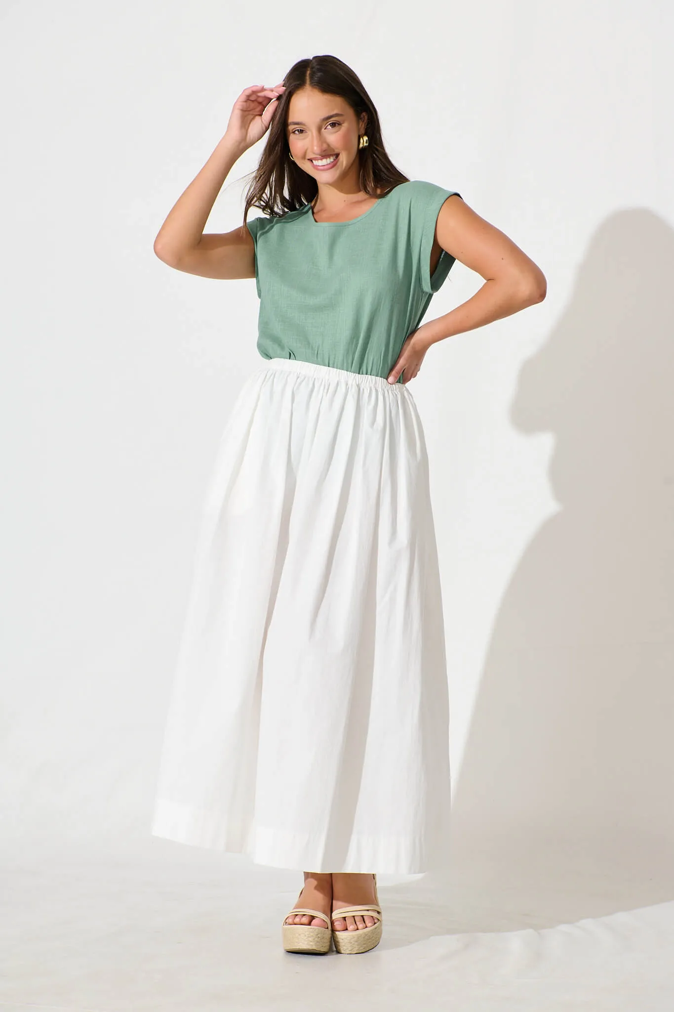 Pale Green Linen Blend Top