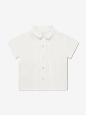 Patachou Boys Short Sleeve Linen Shirt in White Patachou Boys Short Sleeve Linen Shirt in White
