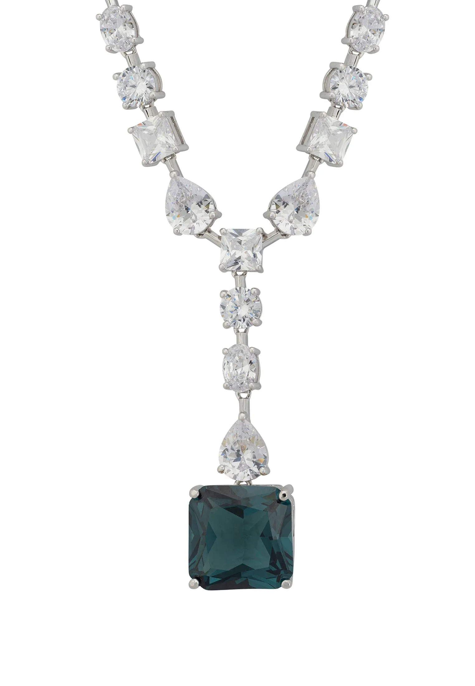 Penelope Petrol Tourmaline Statement Necklace Silver