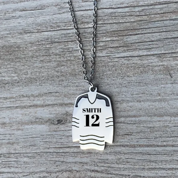 Personalized Engraved Ice Hockey Jersey Necklace
