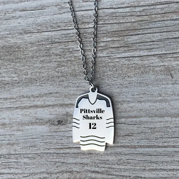 Personalized Engraved Ice Hockey Jersey Necklace