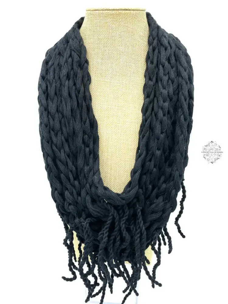 Peruvian Hand Knit | Super soft, warm, Wool Necklace | Button Closure | Unique dual purpose scarf tendril necklace