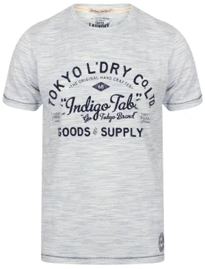 Prestonburg Flocked Motif Cotton Jersey T-Shirt In Vintage Indigo - Tokyo Laundry