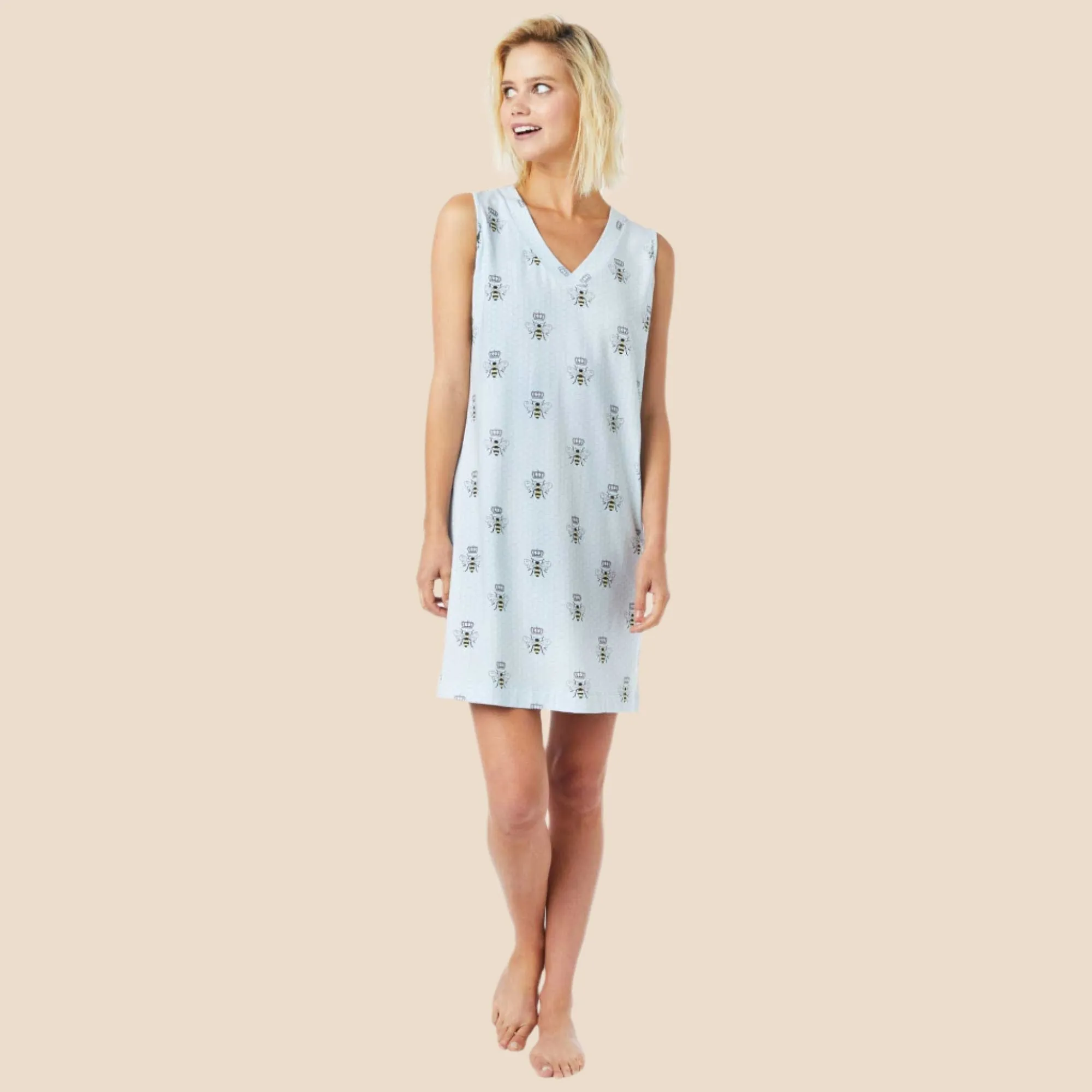 Queen Bee Pima Knit Nightgown - Blue