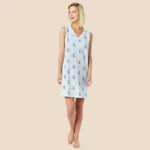 Queen Bee Pima Knit Nightgown - Blue