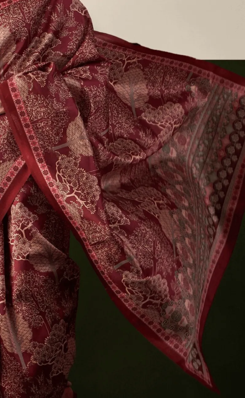 Royal Red Designer Bhagalpuri Saree