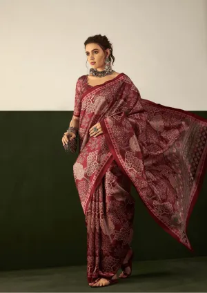 Royal Red Designer Bhagalpuri Saree