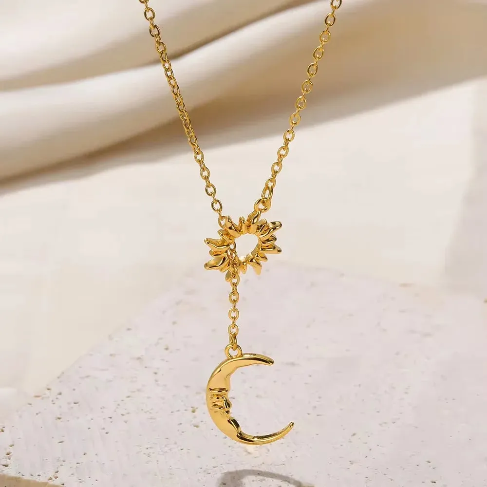 Stainless Steel Geometric Necklace Sunflower Pendant Aesthetic Jewelry