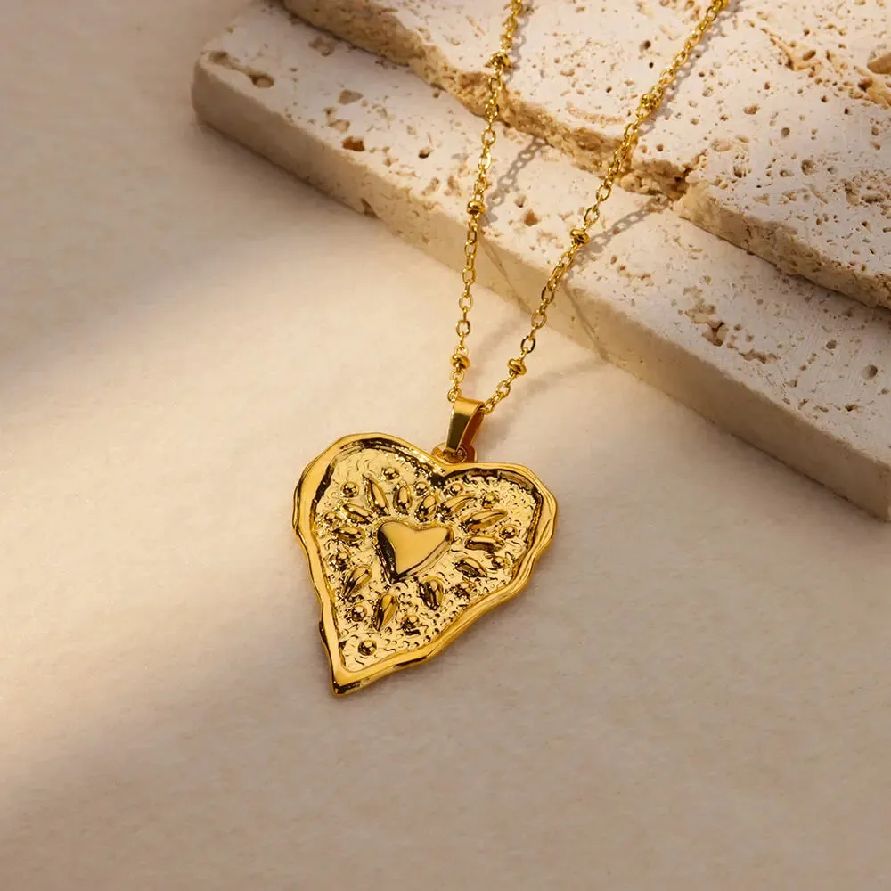 Stainless Steel Geometric Necklace Sunflower Pendant Aesthetic Jewelry