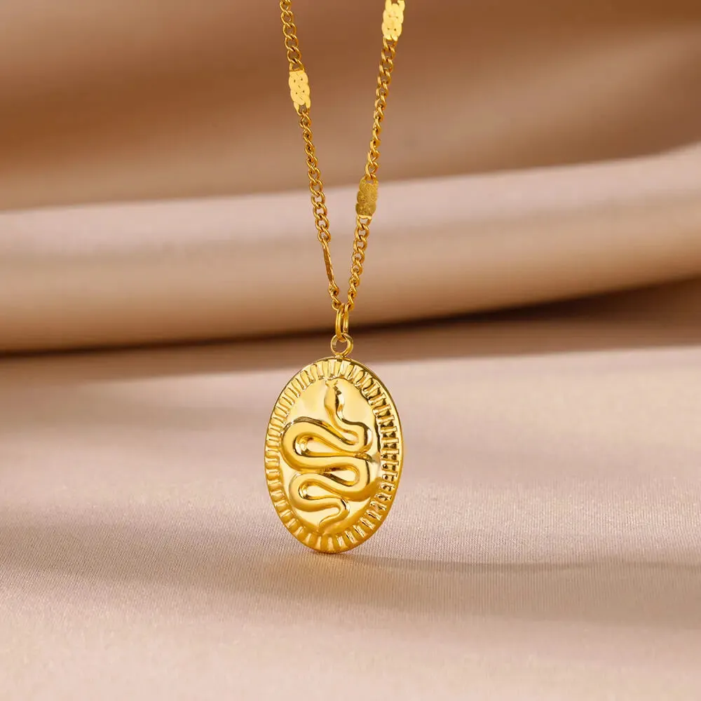 Stainless Steel Geometric Necklace Sunflower Pendant Aesthetic Jewelry