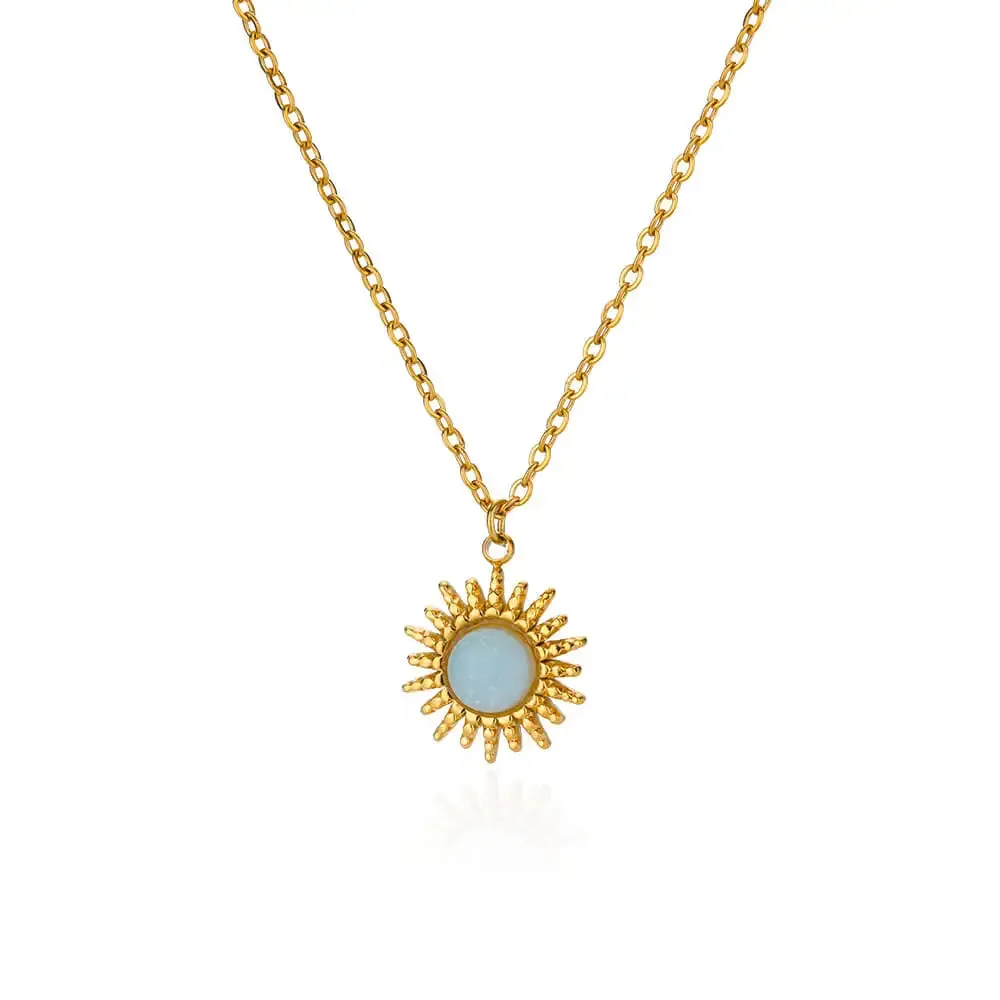 Stainless Steel Geometric Necklace Sunflower Pendant Aesthetic Jewelry