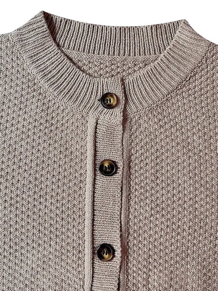 Thick Knit Button Up Classic Short Cardis