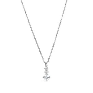 TRIPLE ROUNDED STONES SILVER NECKLACE