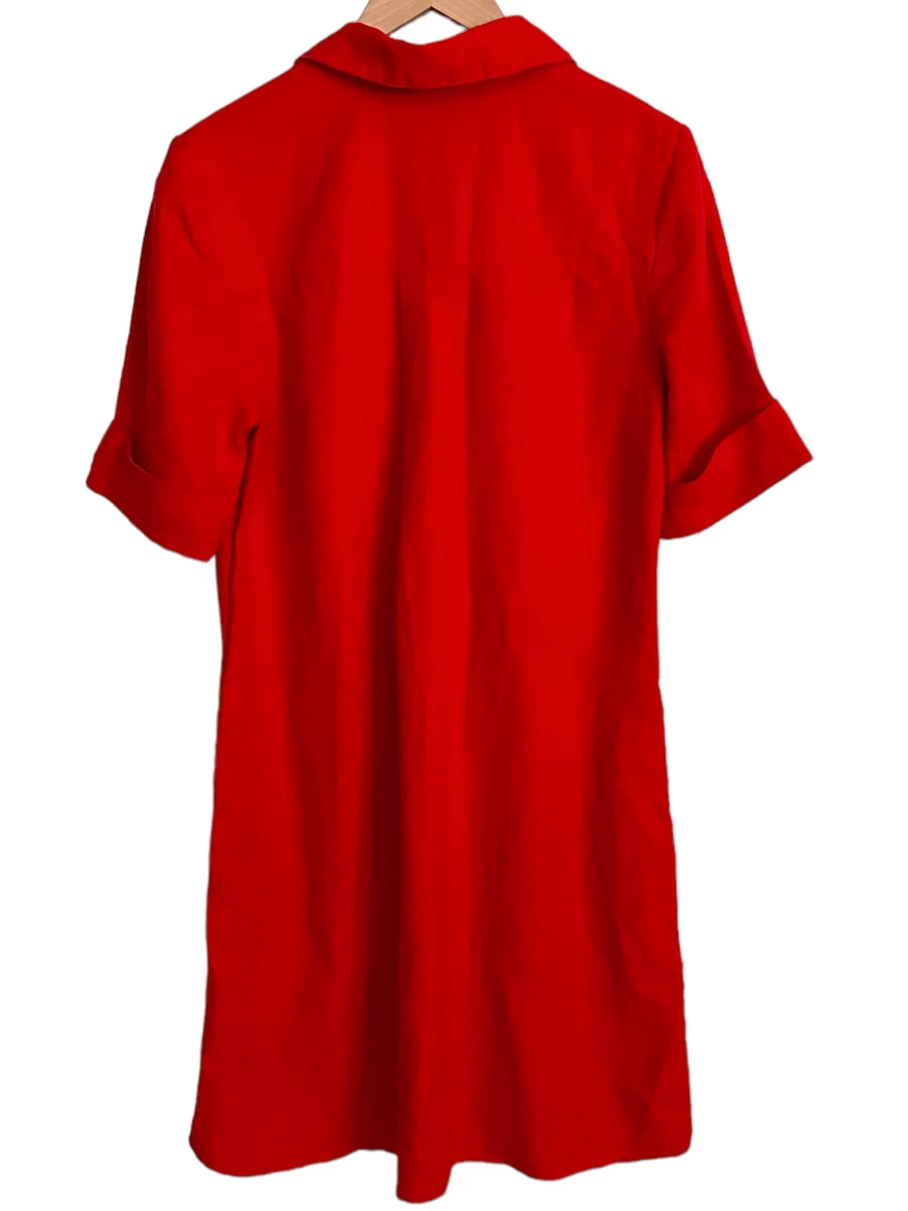 Warm Autumn Scarlet Flame Linen Popover Dress