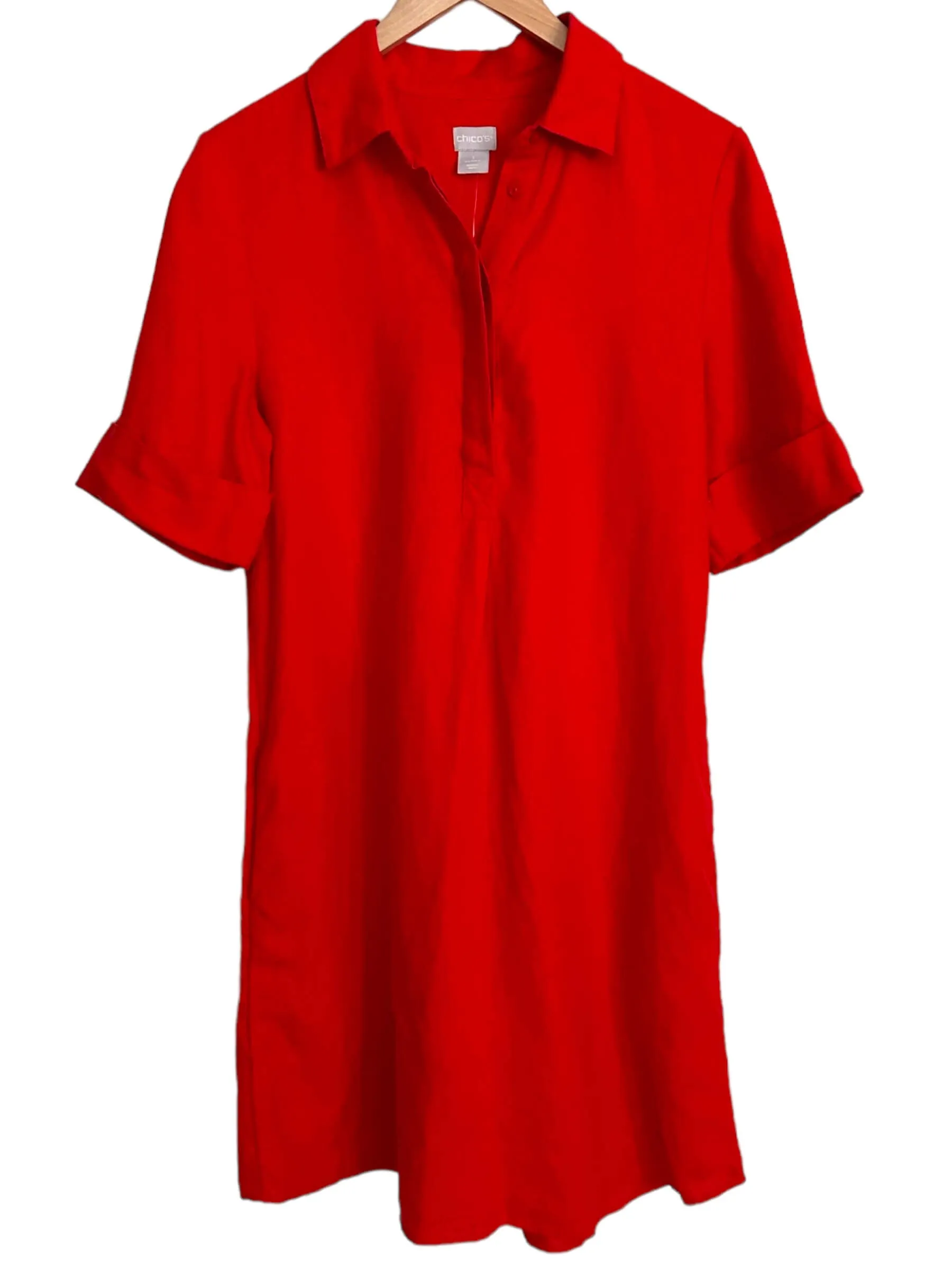Warm Autumn Scarlet Flame Linen Popover Dress