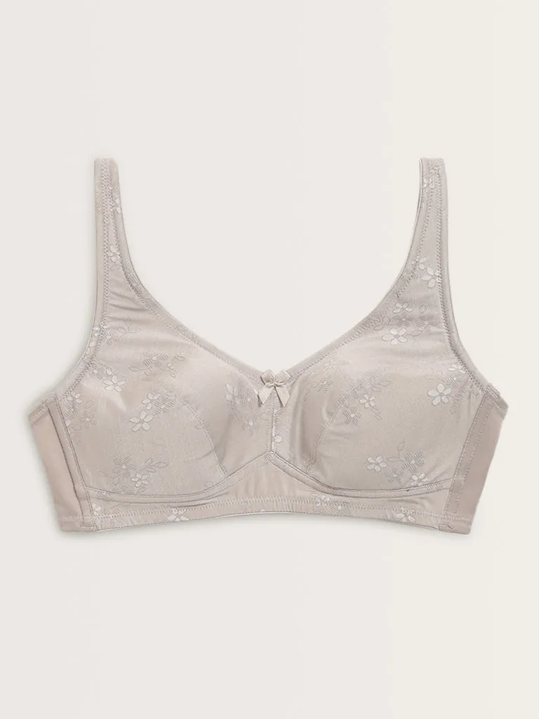 Wunderlove Light Grey Jacquard Embroidered Padded Bra